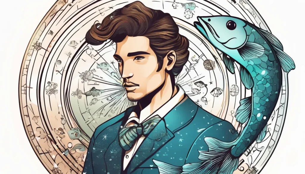 pisces-man zodiac sign illustration